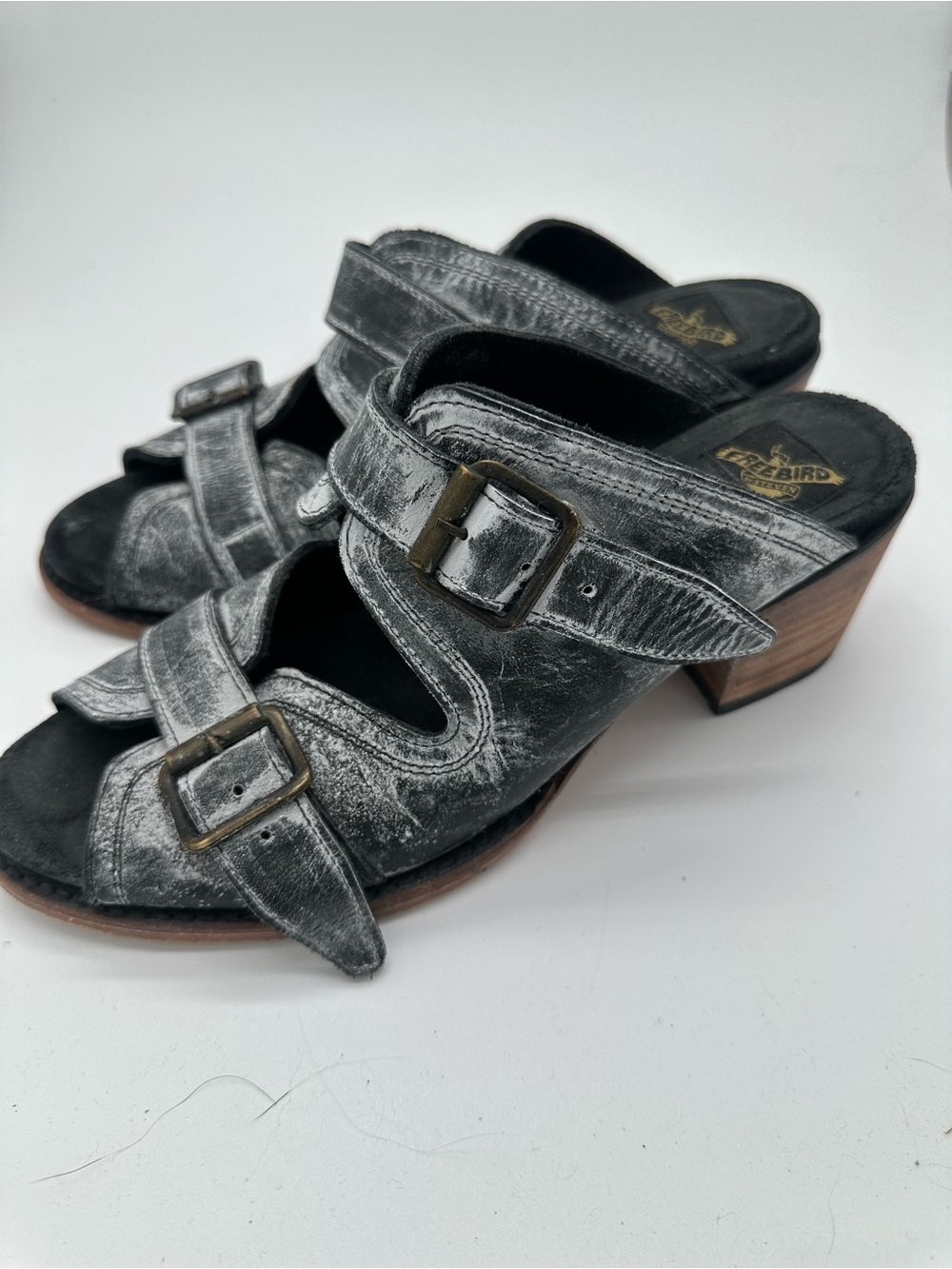 Freebird by Steven Distressed Black Leather Buckle Caprice